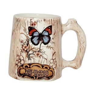 Vtg Treasure Craft WildWood New Jersey Coffee Tea Cup Mug Butterfly Made in USA